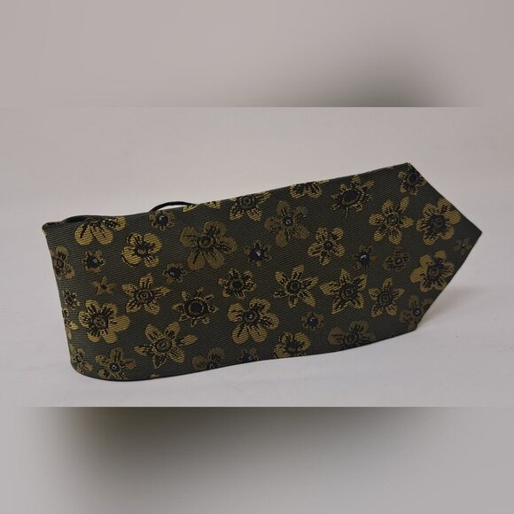 NWT Burberry Men's Neck Tie Green Floral 100% Silk England 58" - Picture 8 of 13